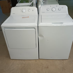 6.2 cu. ft. Electric Dryer in White & GE Hotpoint 27 Inch Wide 3.8 Cu Ft. Top Loading Washing Machine Set (used) - Appliance Discount Outlet