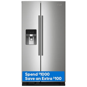 Maytag 24.5-cu ft Side-by-Side Refrigerator with Ice Maker and Water Dispenser (Fingerprint Resistant Stainless Steel) - Appliance Discount Outlet