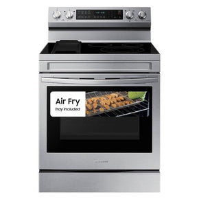 Samsung 30-in Glass Top 5 Burners 6.3-cu ft Self-Cleaning Air Fry Freestanding Smart Electric Range (Fingerprint Resistant Stainless Steel) - Appliance Discount Outlet