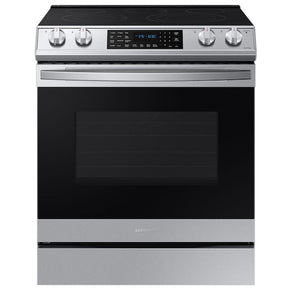 Samsung 30-in Glass Top 5 Burners 6.3-cu ft Self-Cleaning Air Fry Slide-in Smart Electric Range (Fingerprint Resistant Stainless Steel) - Appliance Discount Outlet