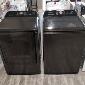 Samsung 5.0 cuft Washer and TL 7.4 cu. ft. Electric Dryer with Steam Sanitize+ (Brush black) 0043 - 0042 - Appliance Discount Outlet