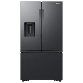 Samsung Mega Capacity 30.5-cu ft Smart French Door Refrigerator with Dual Ice Maker, Water and Ice Dispenser (Matte Black & Regular Stainless) - Appliance Discount Outlet