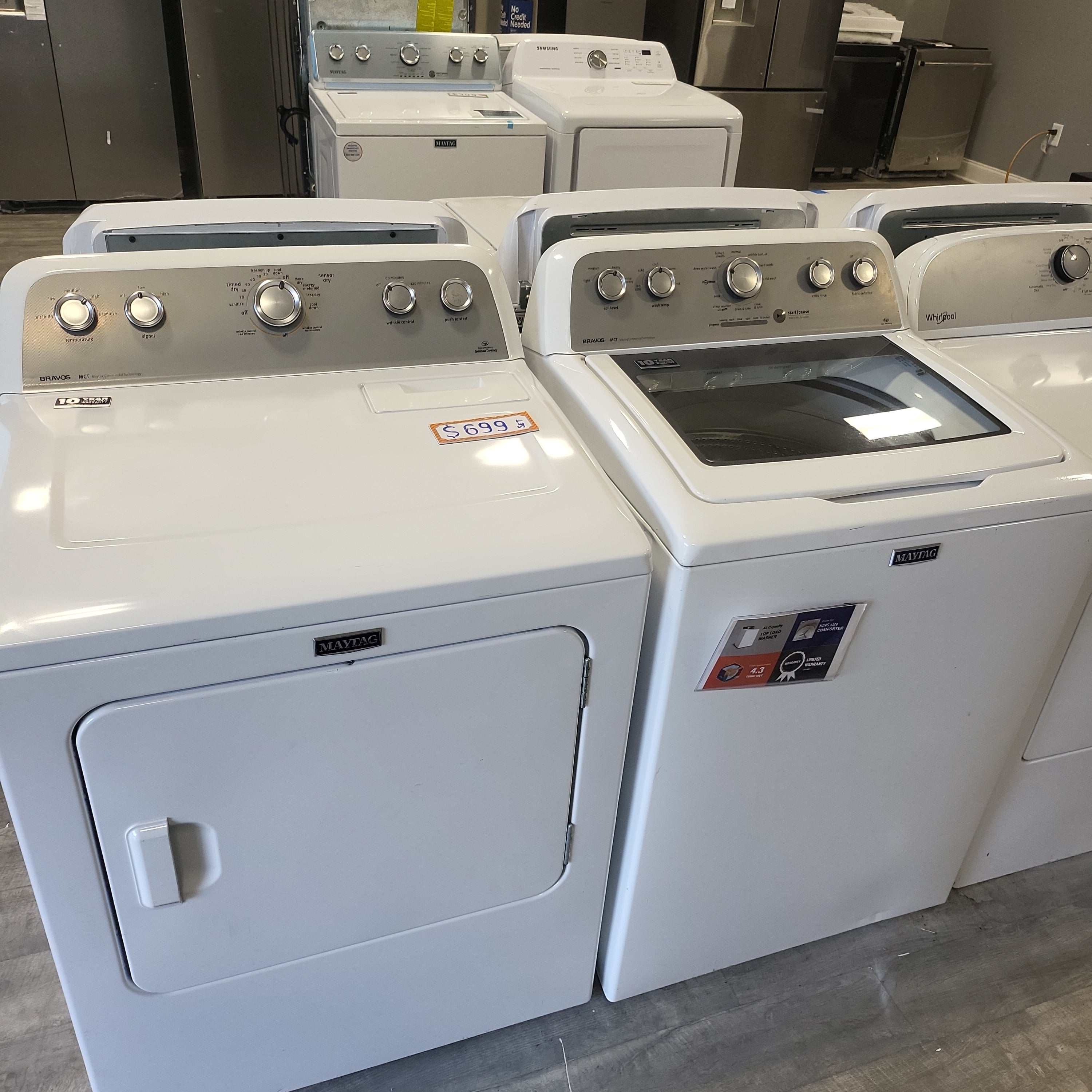 Maytag 4.3cuft Top Load Washer Dryer Set MVWX655DW MEDX655DW (Used