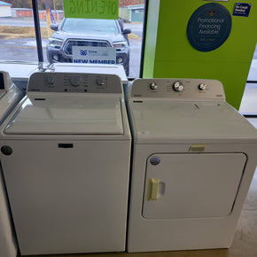 Maytag 7.0 cu. ft. Electric Dryer in White & Maytag 4.5-cu ft High Efficiency Agitator Top-Load Washer (White) Set - Appliance Discount Outlet