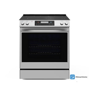 Midea 30-in Smooth Surface 5 Elements 6.3-cu ft Self-Cleaning Air Fry Convection Oven Slide-in Electric Range (Stainless Steel) - Appliance Discount Outlet