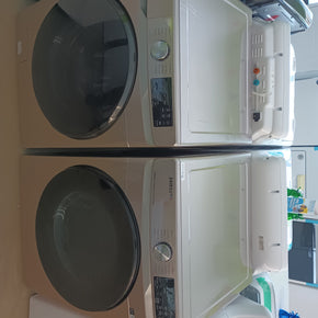 Samsung Washer(used) and 7.5-cu ft Stackable Steam Cycle Electric Dryer Set (Champagne) - Appliance Discount Outlet