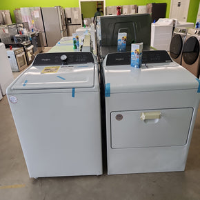 Whirlpool WED5010LW1 7.4-cu ft Steam Cycle Electric Dryer (White) & Washer WTW5010LW Set - Appliance Discount Outlet
